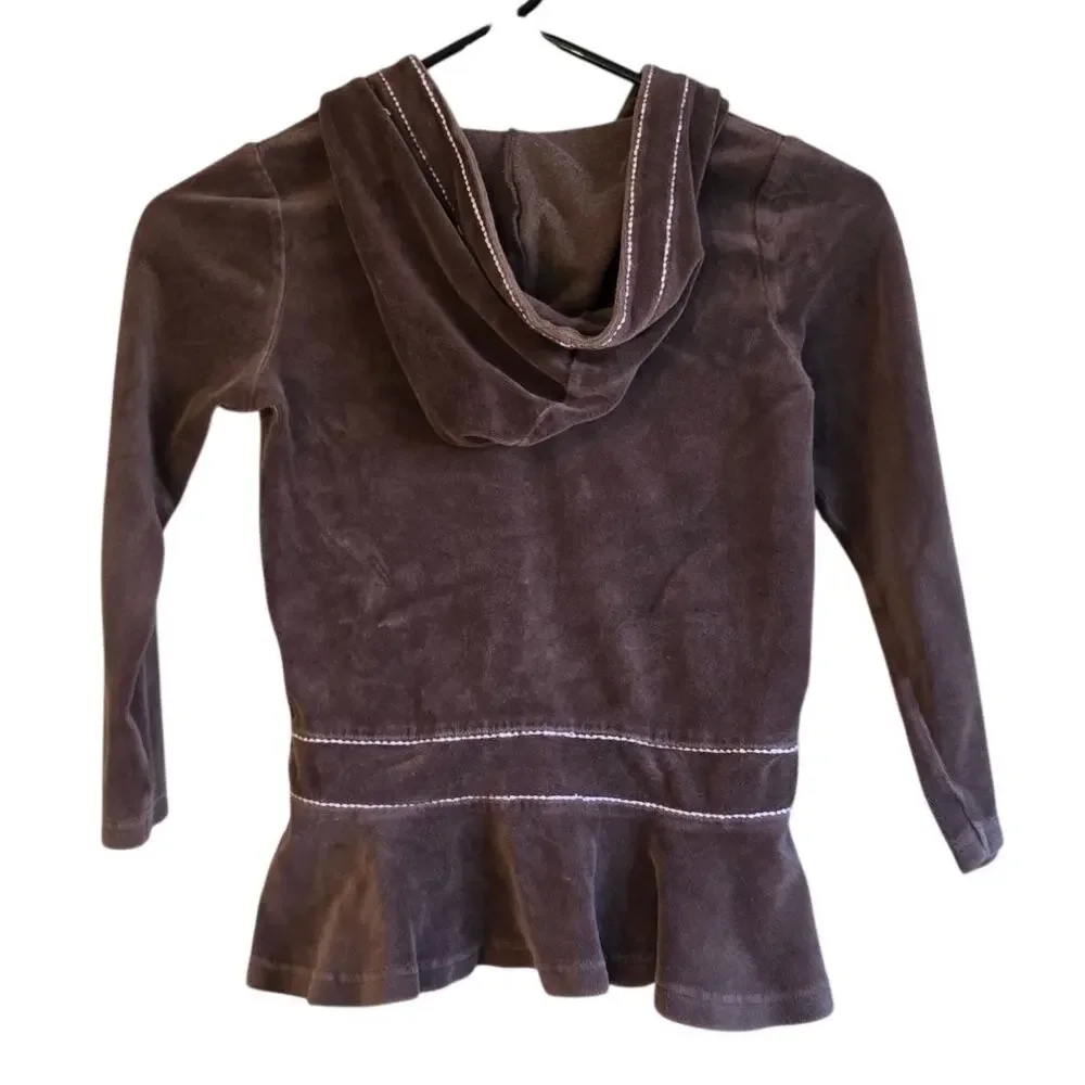 Gymboree brown veou velvet hooded pullover cat size 7 girls